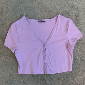 Pink/purple button crop top